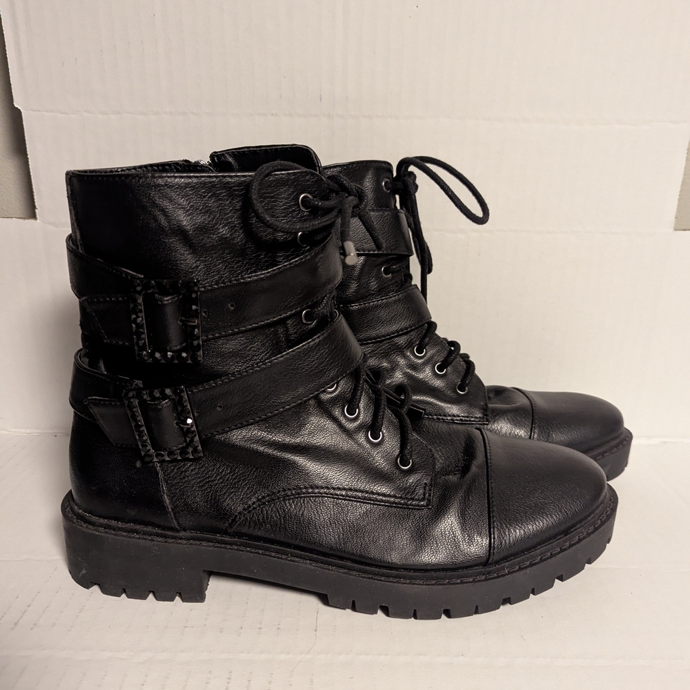 Jessica Simpson Kerina Black Narnia Combat Boots.